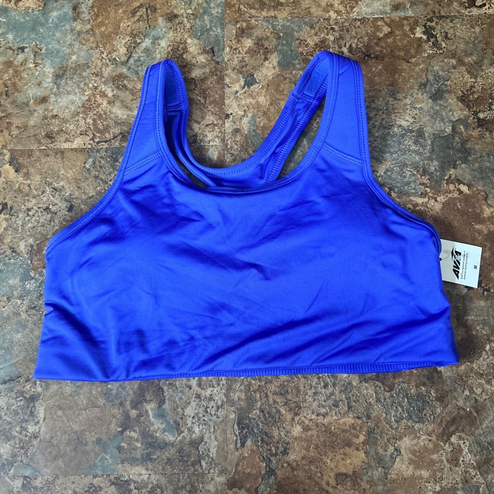 Avia Wirefree Sports Bra Womens Size Medium Blue Racerback Medium Support NWT